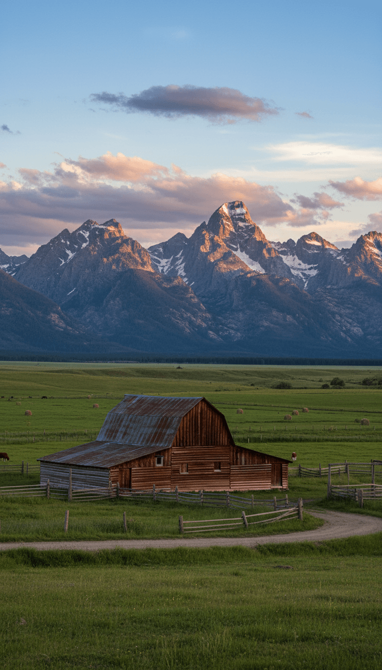 Metal roof on a rural barn with mountains behind