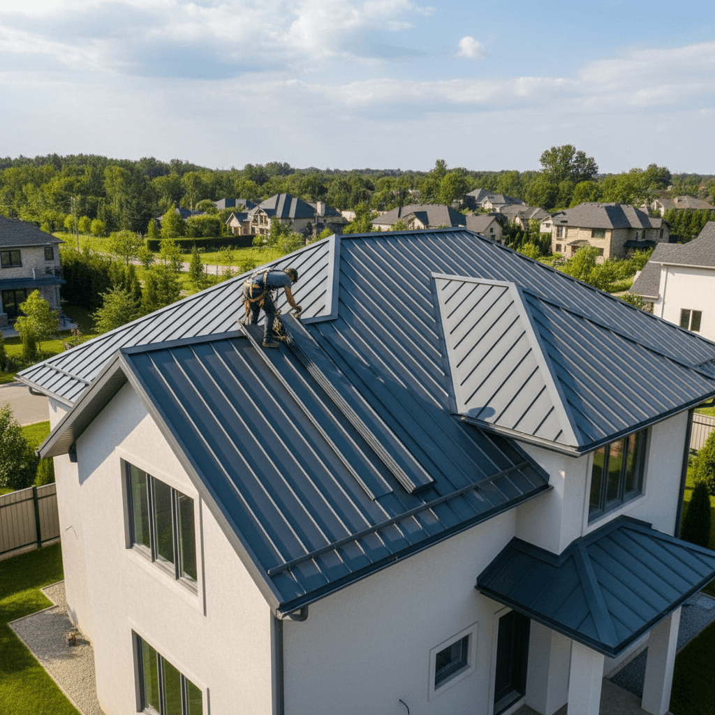 Installing standing seam metal roof panels