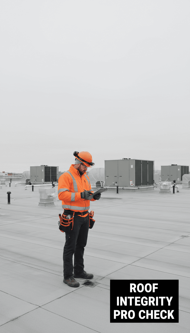 Roofer repairing a damaged membrane on a commercial roof